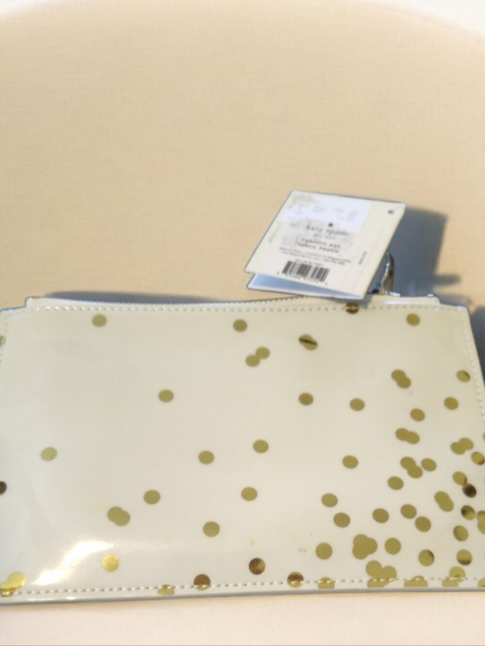 KATE SPADE CONFETTI VINYL PENCIL POUCH 8 X 6 GOLD DOTS + RULER ERASER SHARPENER - Picture 6 of 7